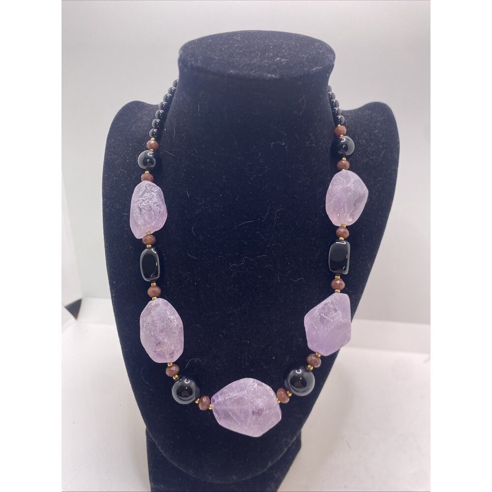 Amethyst Necklace Lee Sands Rose Quartz Beads Chunky Amethyst Nuggets